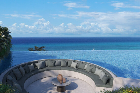 Departamento con alberca infinita y vista al mar, en venta
