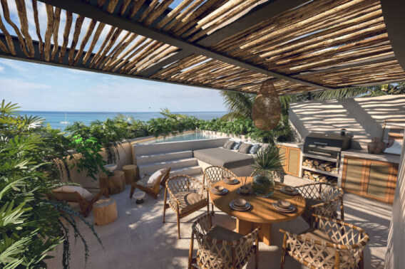 Oceanfront condo with private pool for sale, Tankah, Tulum