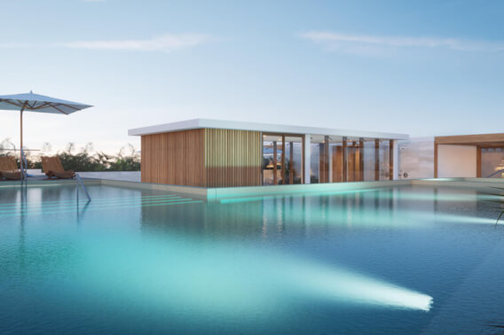 Apartment with pool, terrace, and golf simulator for sale, Puerto Cancun, Cancun.