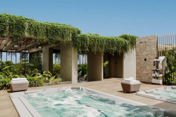 DCA242-1 Apartment with terrace jacuzzi, pool overlooking the lagoon for sale Cancun.