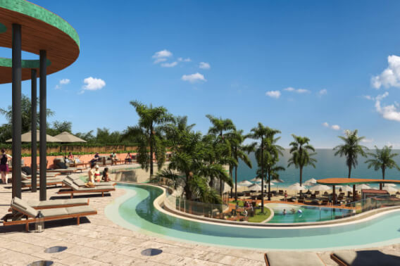 Ocean view condo with beach club,  bocce ball ,for sale Chicxulub Puerto, Merida