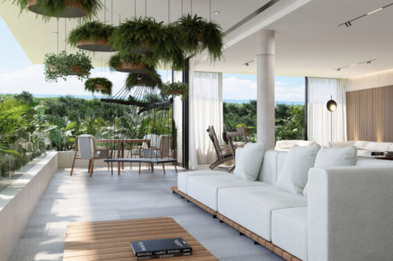 Condominium with cenote, pool, 400 meters from the beach, on the golf course, pre-construction-sale Playacar