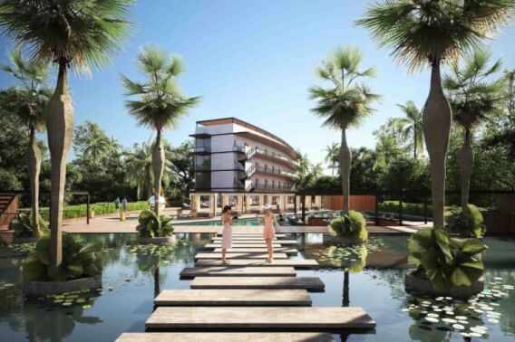 Apartment with concierge, cinema, spa, gym, sky lounge, restaurant, dog area and more amenities in pre-construction, Cancun for sale.