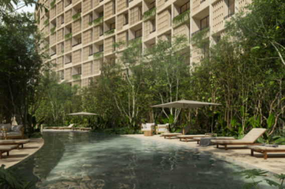 Condo with two terraces, pool, gym, pre-construction, for sale, Cancun, Quintana Roo.