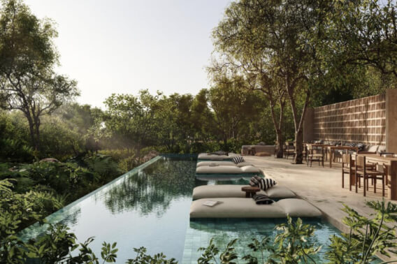 Condo with outdoor spaces, pool and terraces, for sale