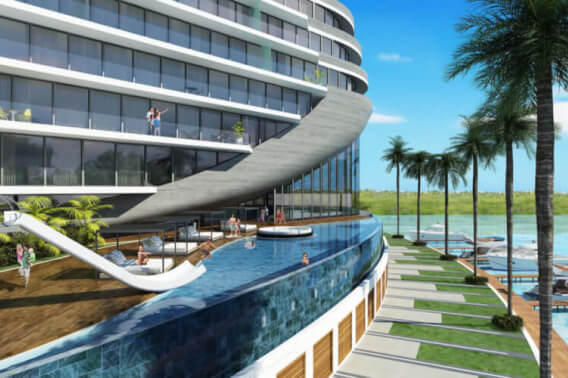 Apartment with beautiful views of the sea and the marina, with amenities: infinity pool, spa, gym, lounge area, event room, lobby