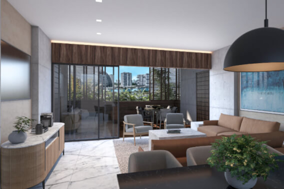 Departamento con jardin, alberca infinity, jacuzzi, snack bar, cuarto de servicio, pre-construccion, Puerto Cancun.