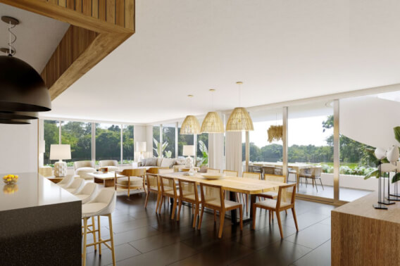 Condominium with garden, cenote, pool, 400 meters from the beach, on the golf course, pre-construction-sale Playacar