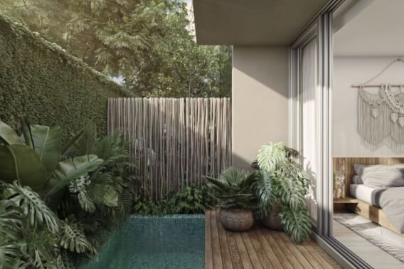 Condominium with garden and private pool, gym, restaurant, outdoor yoga area, bicycles, 5 minutes from the beach, in pre-construction