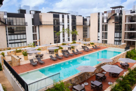 Spacious 211m2 condo, private elevator, concierge &amp; driver, clubhouse with exclusive amenities, pre-construction for sale in Merida.