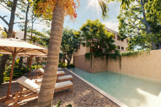 Apartment with private garden and terrace for sale in Merida Centro.