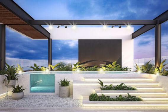 Condo with rooftop, pool, grill area for sale, Santa Rita Cholul