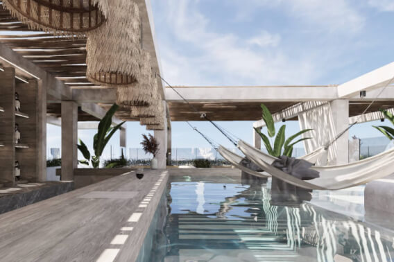 Apartment with rooftop and pool, for sale, Downtown, Playa del Carmen.