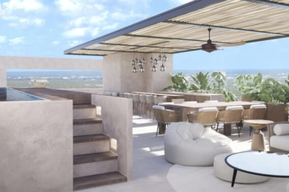 Ocean view rooftop apartment with private pool for sale in Cozumel