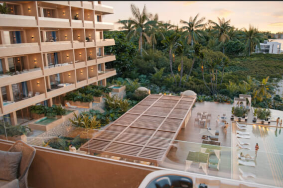 Apartment with hotel service, for sale, beachfront, Puerto Morelos.