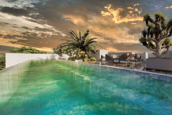 Condo with terrace 650 meters from the sea, infinity pool, outdoor gym, barbecue area, pre-construction, for sale Santa Cruz, Huatulco.