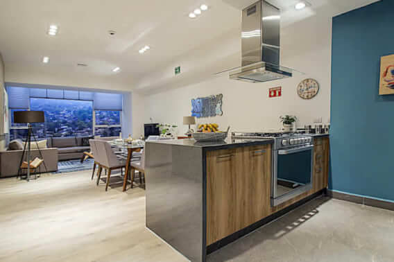 Apartment with 10 m2 terrace, 3 meters height,  panoramic windows, garden, heated pool, cafeteria, sky lounge, childrens games, pre-constru