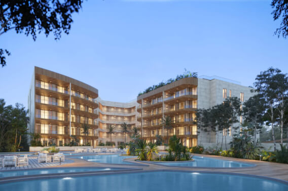 Apartment with terrace, rooftop, and pool for sale, Puerto Cancun, Cancun.