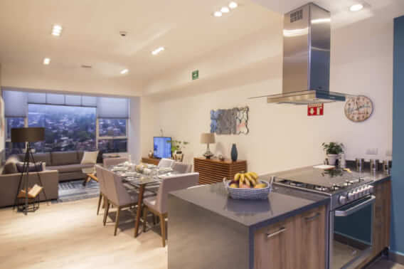 Departamento con terraza techada de 10m2, doble altura, alberca climatizada, cafeteria, sky lounge, pre-consruccion-venta San Angel Ciudad d