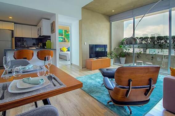 Apartment with terrace and garden, 4 parking spaces, swimming lane, gym, playground, green areas, pre-construction, for sale in Santa Fe, Me