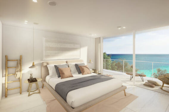 Ocean view condominium, perimeter terrace, marina front, ocean view pool, marble floor, pre-construction in South Hotel Zone, Cozumel.