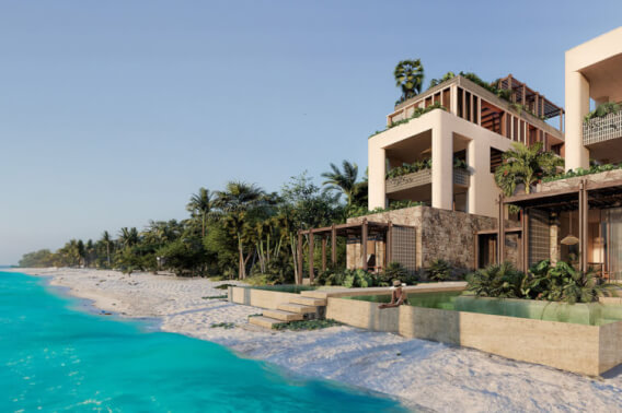 Oceanfront apartment with private pool and terrace, pre-construction Tulum.