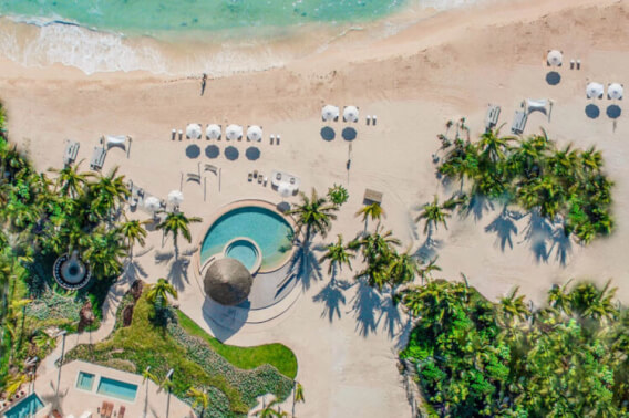 Departamento frente al mar, con club de playa, casa club en residencial de lijo, pre-construccion, venta Corasol Playa del Carmen