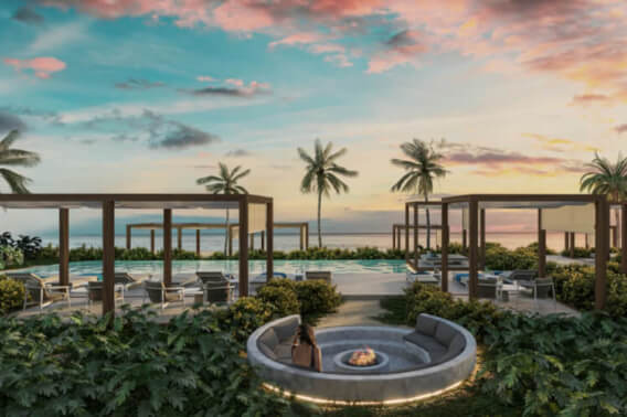 Beachfront apartment with terrace and Jacuzzi, gym and Electric Bicycles, pre-construction, for sale in Puerto Morelos.