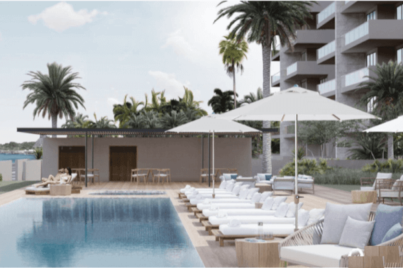 Beachfront condo in South Hotel Zone of Cozumel, pre construction, for sale.