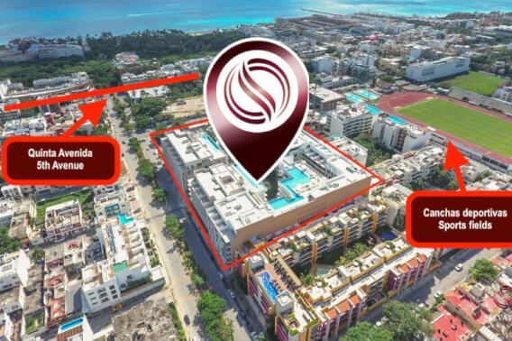 Condo Reduced price with ocean view from infinity pool, 400 meters from the beach and steps from Fifth Avenue. Amenities for the family.