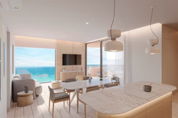 Furnished ocean view apartment with Jacuzzi, pre-construction, for sale in Puerto Morelos.