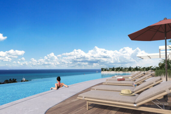 Estudio cerca del mar, con rooftop y alberca infinita, en venta