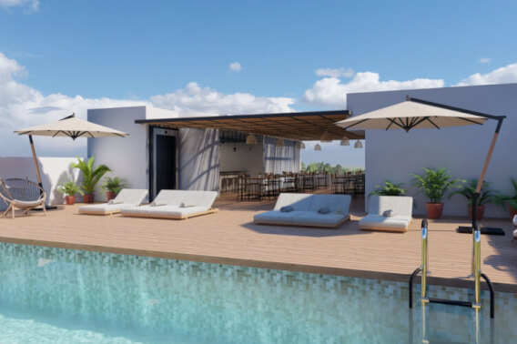 Fifth-floor studio with mangrove views for sale, beachfront, Puerto Morelos