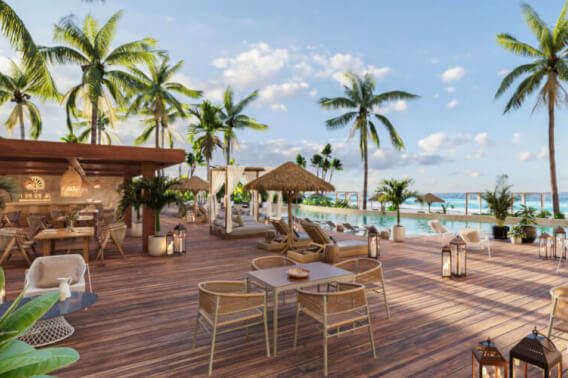 Loft con alberca privada, en venta, Frente al mar, Puerto Morelos.