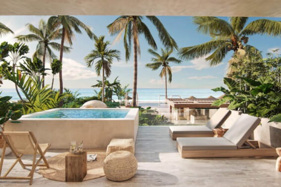 Loft with private pool and terrace, for sale, beachfront, Puerto Morelos.