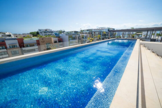 Loft with Balcony, Common Pool, Ocean Views, for Sale, Coco Beach, Playa del Carmen.