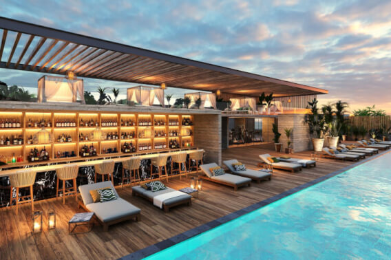 Double-height loft, ocean view amenities, for sale, Downtown, Playa del Carmen.