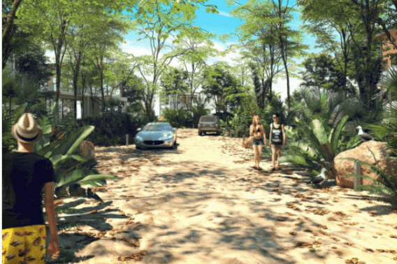 Residential lot in gated community with amenities, protected green areas, commercial area, near the beach and hotel zone.