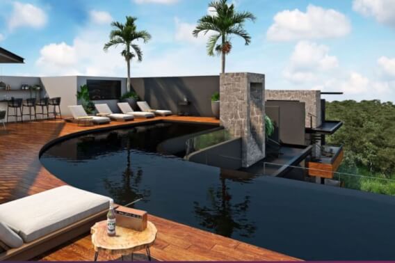 Penthouse with exclusive pool for adults on the rooftop, family pool on the ground floor, gym, co-working, spa, in pre-construction for sale