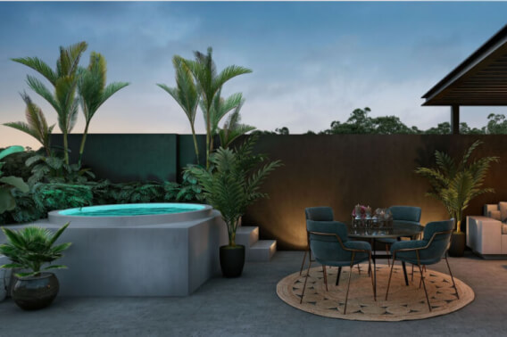 Penthouse with rooftop adult pool and bar, barbecue area, family pool, spa, co-working, gym, pre-construction for sale, Aldea Zama, Tulum