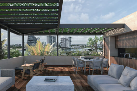 Penthouse con roof garden privado, cuarto de servicio, con vista panor&aacute;mica, alberca infinity, jacuzzi, snack bar, pre-construccion, Puerto