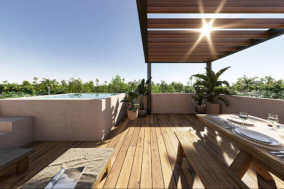 Penthouse with triple terrace, 2 balconies, TV room, service room, with beach club &amp; golf course, for sale, Corasol, Playa del Carmen, pre-c