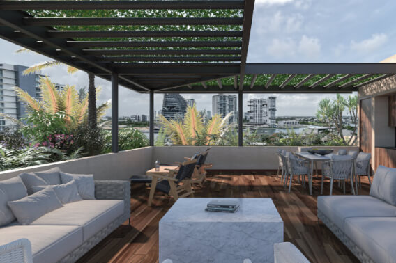 Penthouse, roof garden privado, cuarto de servicio, con vista panor&aacute;mica, alberca infinity, jacuzzi, snack bar, pre-construccion, Puerto