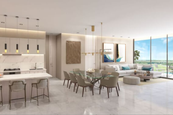 Golf course, penthouse with 129 m2 private terrace, service room, clubhouse, cenotes, beach club, parks, 2 covered parking spaces, pre-const
