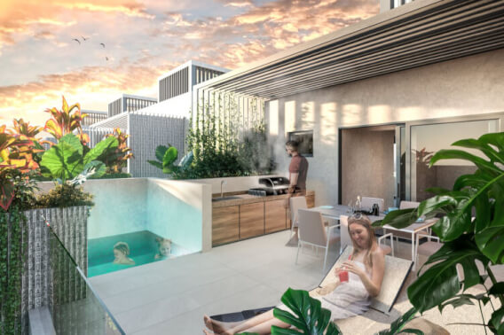 3-level residence with pool in Selvazama community with amenities, for sale Tulum.