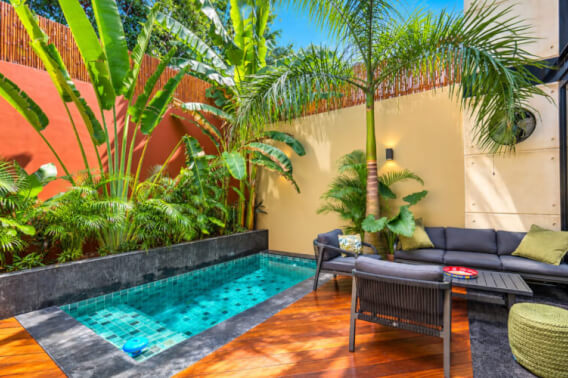 Brand-new furnished residence with art, pool, and tropical design, for sale