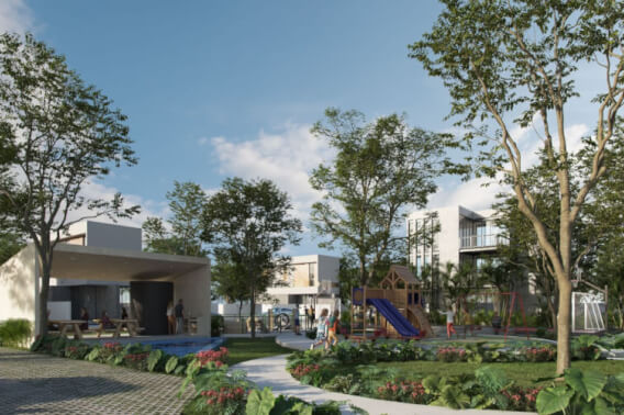 109 m&sup2; lot for sale with amenities including a swimming pool.