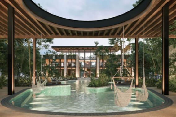 Land in a residential development with pool, spa, and cenote for sale in Region 11, Tulum.