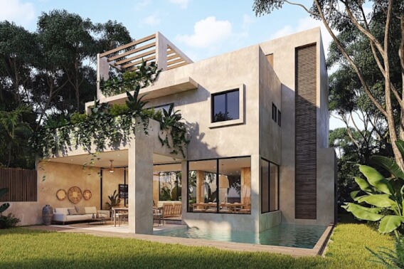 5 bedroom villa, private pool, jacuzzi, luxury finishes, roof top, ground floor bedroom, pre-construction for sale in  Aldea Zama, Tulum.