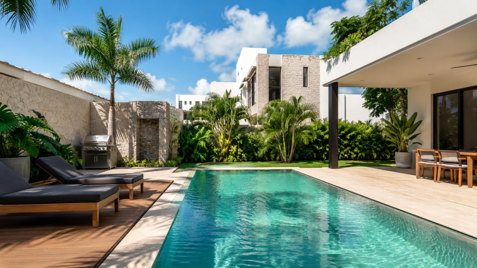 Private pool at a modern Cancún home